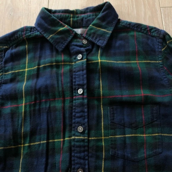 Uniqlo Plaid Flannel Button Up Shirt in Navy & Green Size S - Picture 5 of 11
